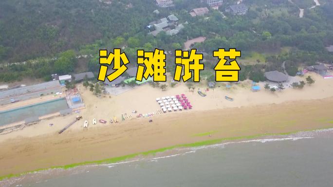 沙滩浒苔航拍