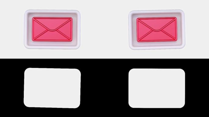 白框红色邮件图标悬浮抽象3d渲染