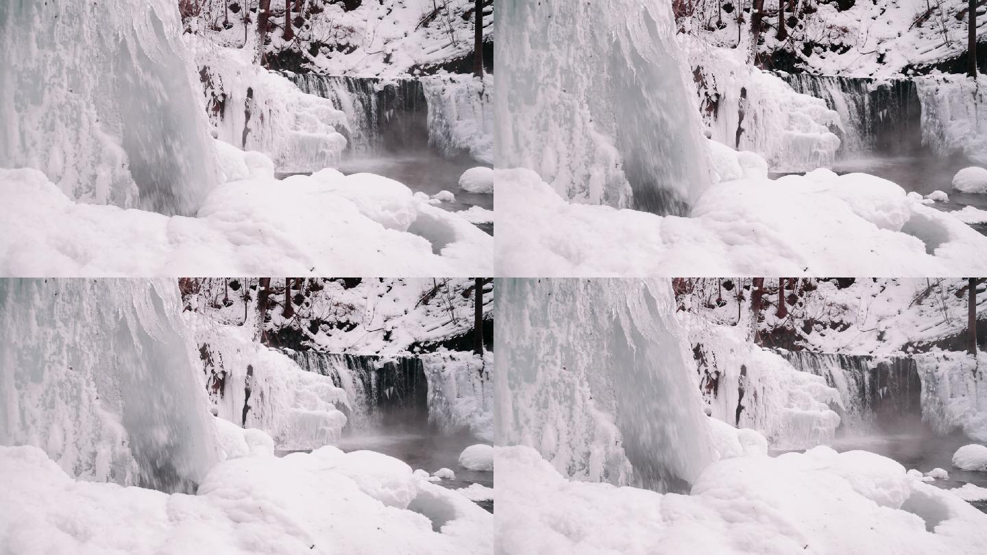 冬季东北吉林通化吊水壶瀑布120帧升格