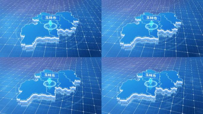 广西玉林市蓝色科技感定位地图
