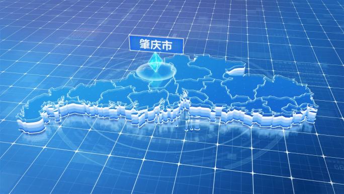 广东肇庆市蓝色科技感定位地图ae模板