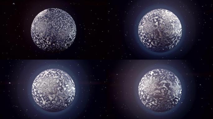 金属丝球体的动画。