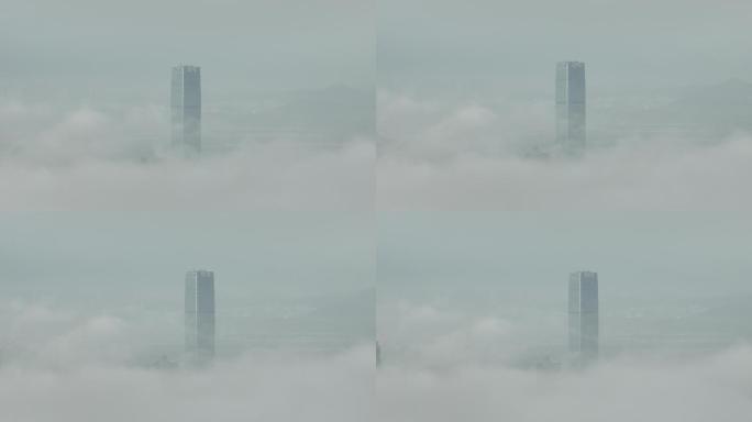 【4K正版】云雾中深圳的CFC长富中心
