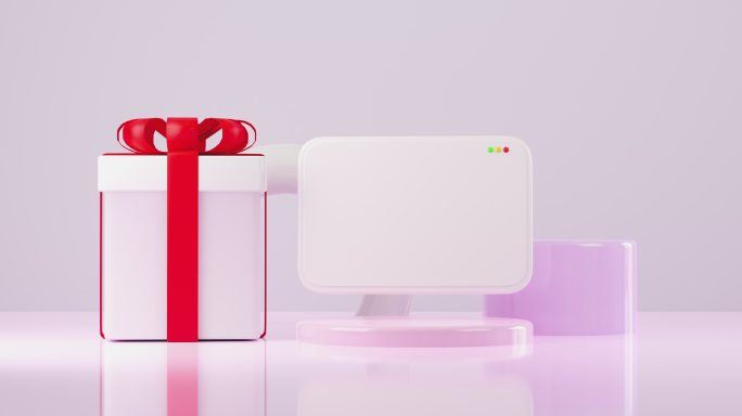 空白3d平板电脑和礼物