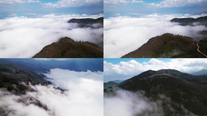 山间云海云雾自然风光航拍