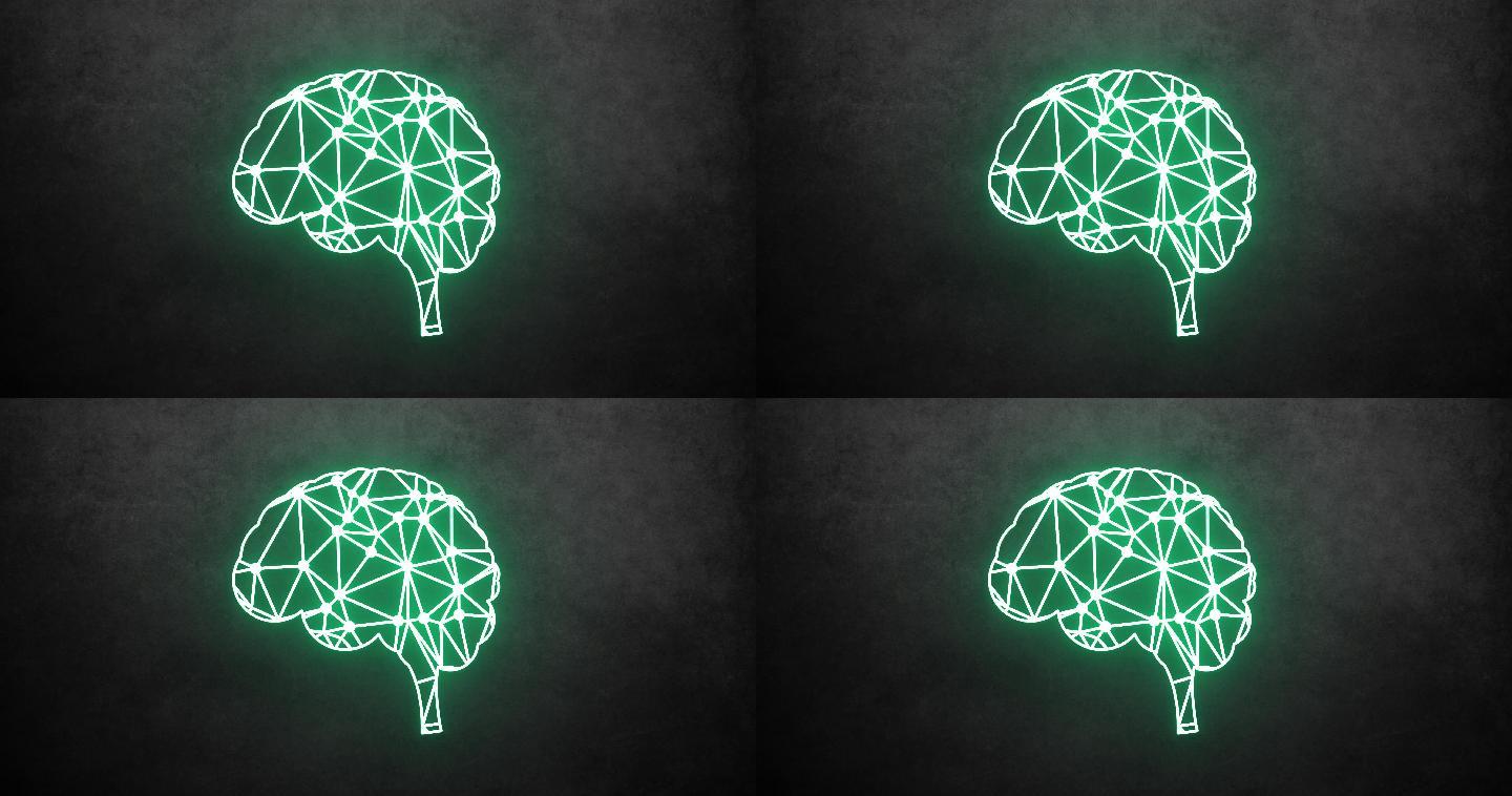 大脑数字动画点亮灯光线条智慧智能