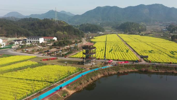 诸暨同山布谷湖风景区春季风光4K航拍