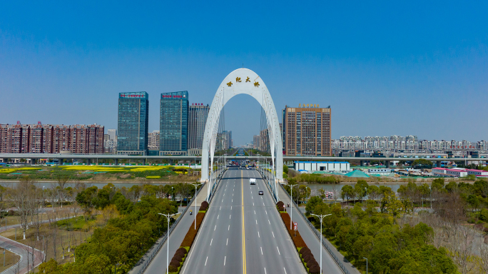 通州区世纪大桥航拍4K素材城市宣传