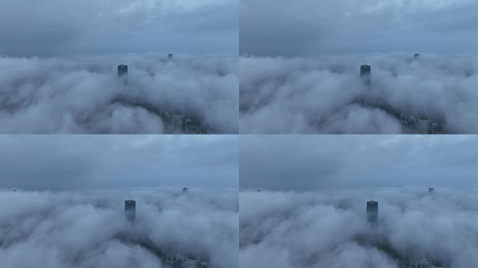 【4K正版】云雾中深圳的汉国中心大厦