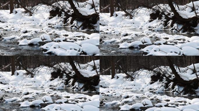 冬季吉林通化吊水壶瀑布自然风光4K