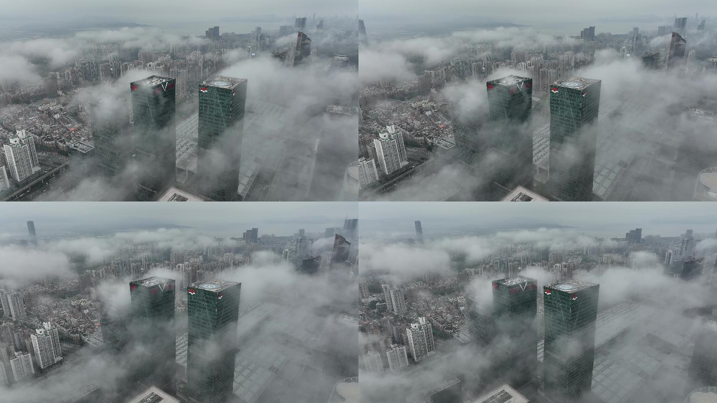 【4K正版素材】云雾中的深圳卓越中心大厦
