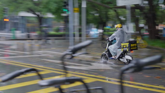 外卖员 雨天 抽帧 送外卖 4K