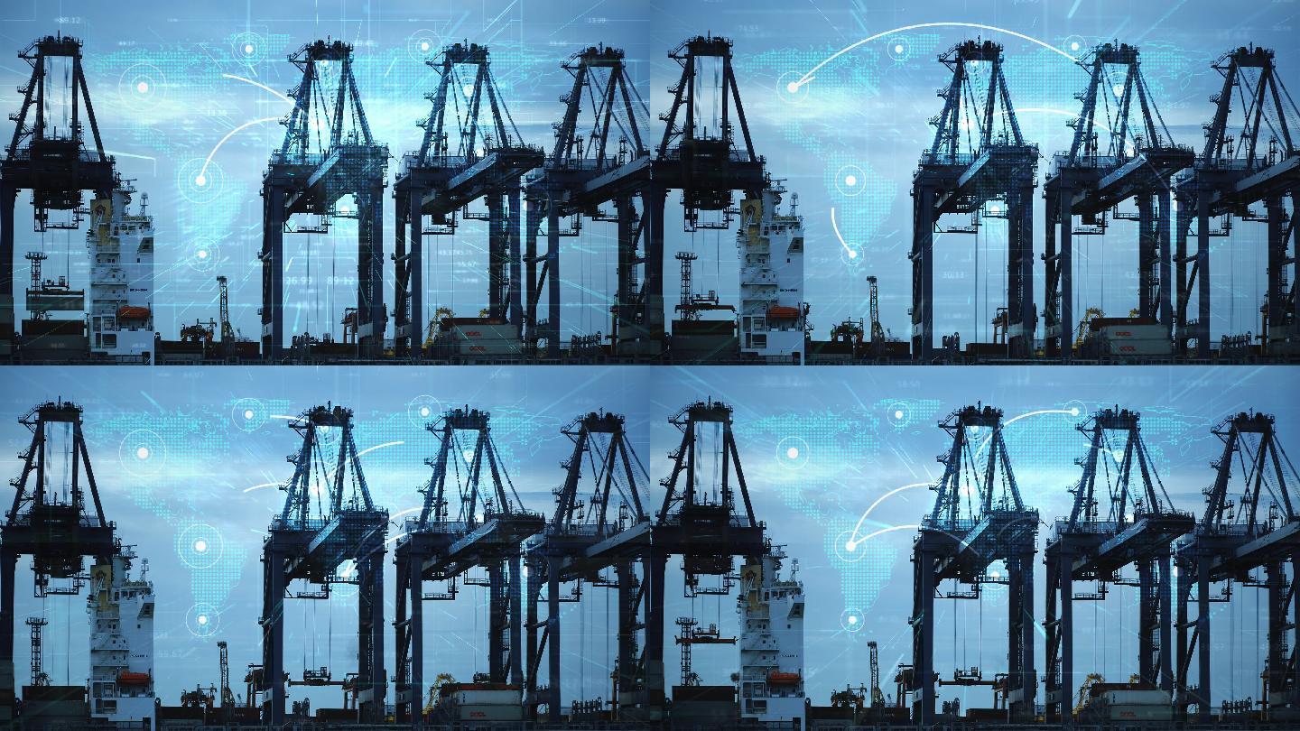 港口机械特效视频科技工业