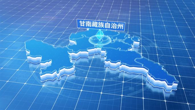甘肃甘南藏族自治州蓝色科技感定位地图