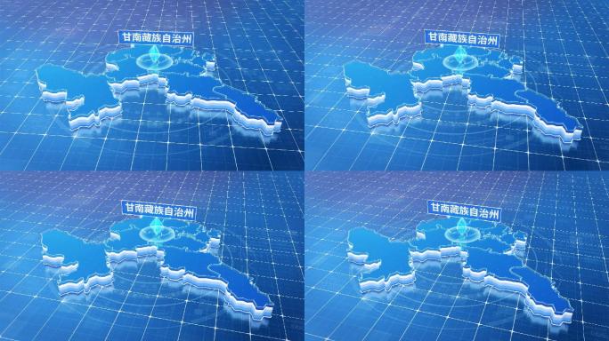 甘肃甘南藏族自治州蓝色科技感定位地图