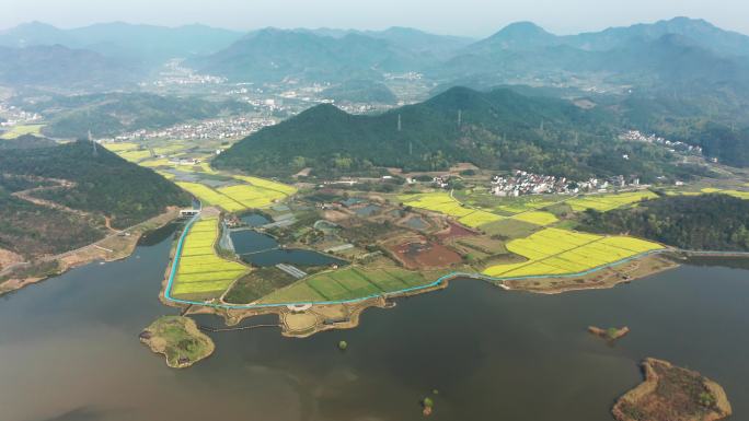 诸暨同山布谷湖风景区春季风光4K航拍