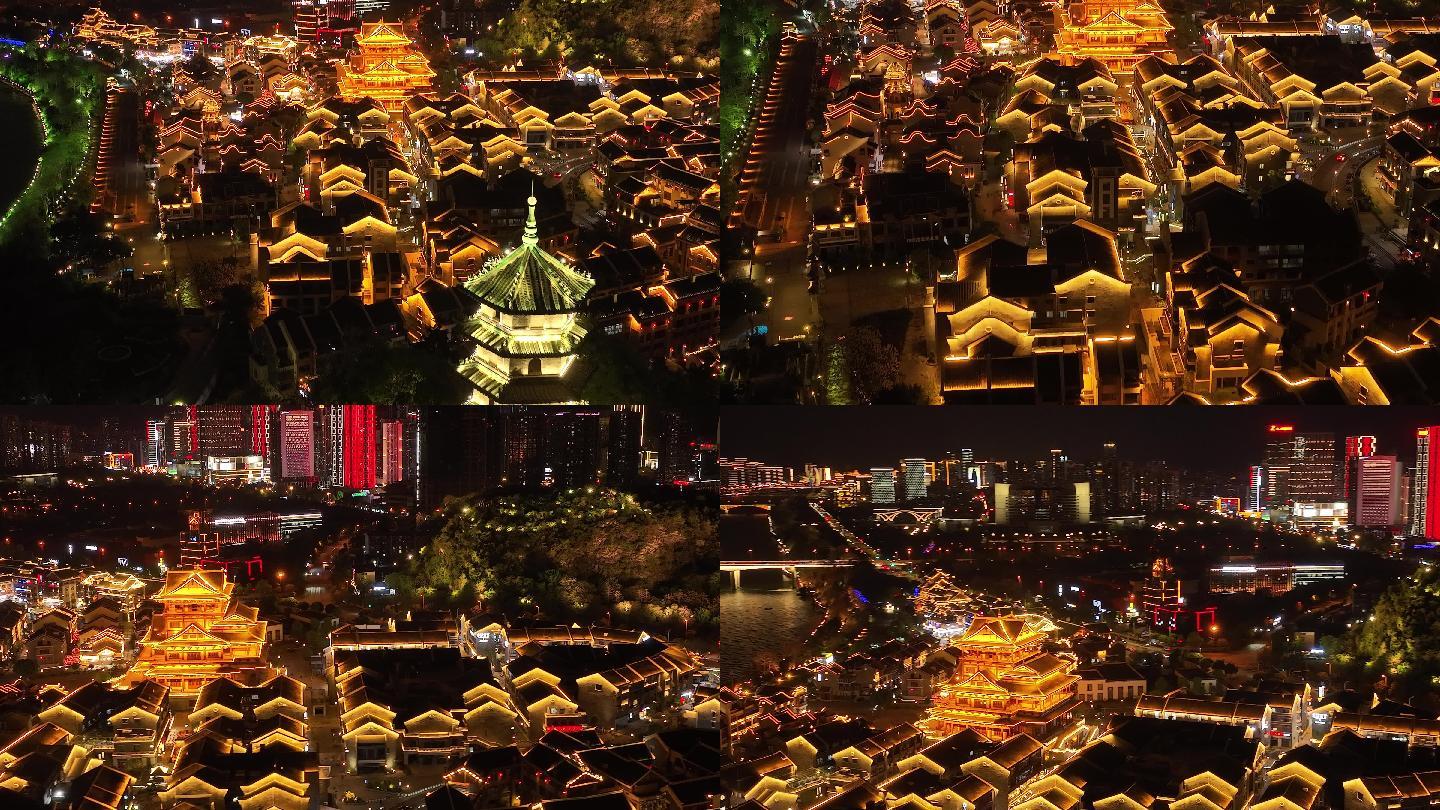 广西柳州窑埠古城全貌夜景灯光