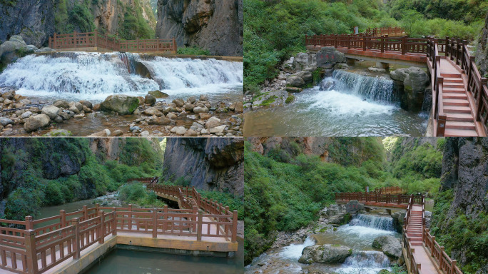 05甘肃定西漳县遮阳山东溪水流瀑布步道