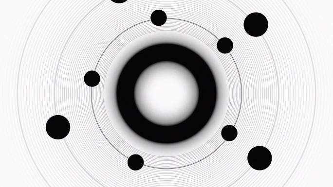 抽象黑白圆环背景星系模拟图点线圆规则运动