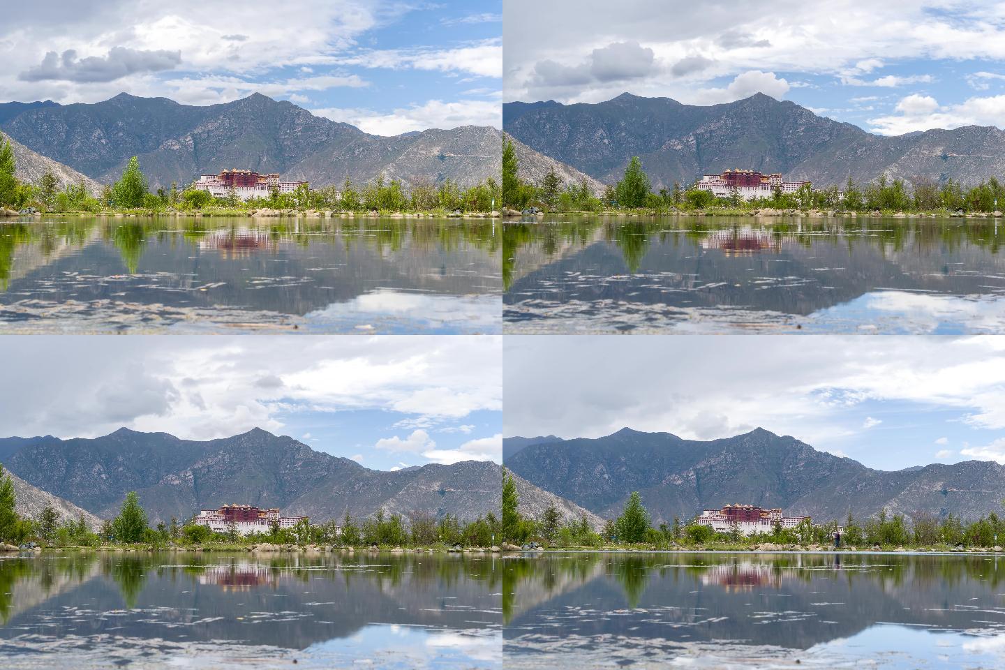 西藏布达拉宫湖面远景6k延时