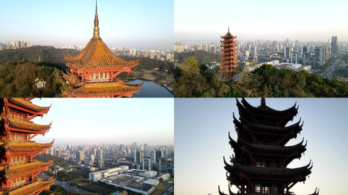 重庆两江新区照母山揽星塔夕阳风景