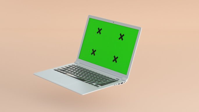 带绿色屏幕的笔记本电脑