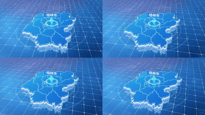 广西桂林市蓝色科技感定位地图