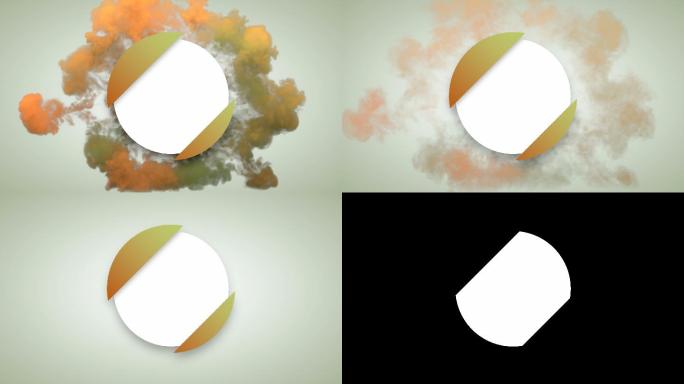 抽象烟雾冲击波爆炸揭示几何圆徽章