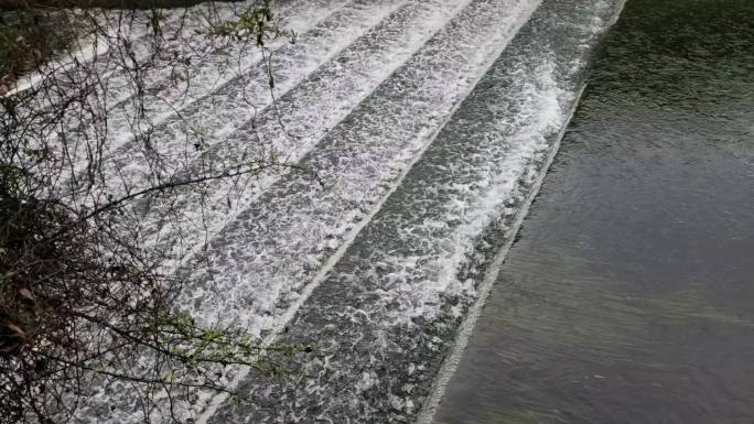 阶梯型生态景观拦水坝HD升格慢动作