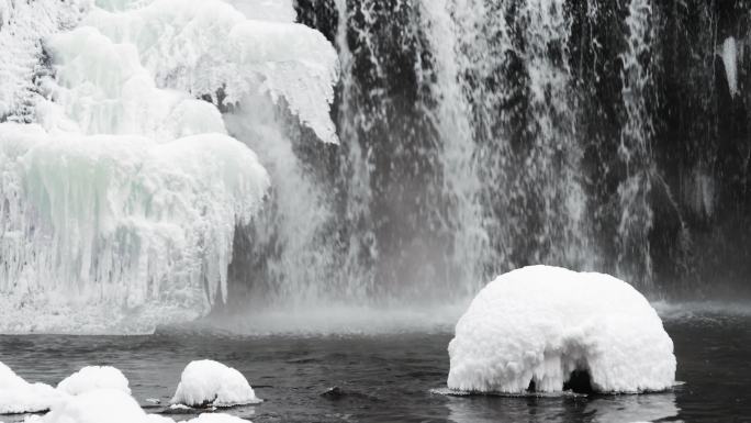 冬季吉林通化吊水壶瀑布自然风光4K