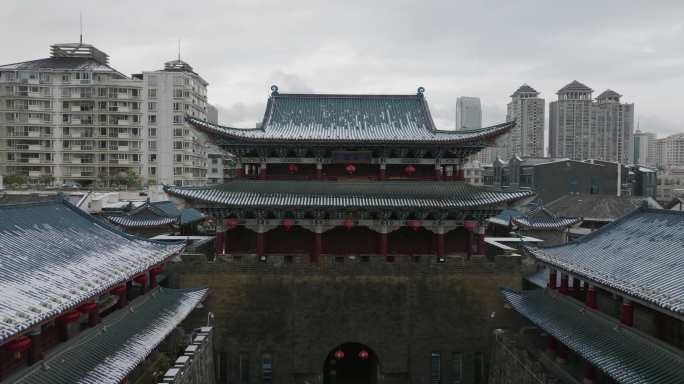 昆明城市地标建筑雪景