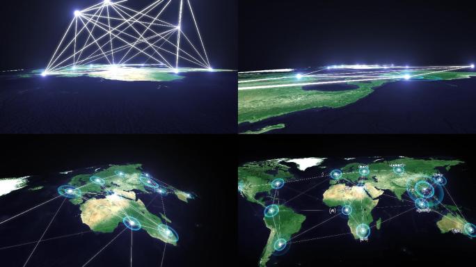 【原创】绿色世界地图点线连接
