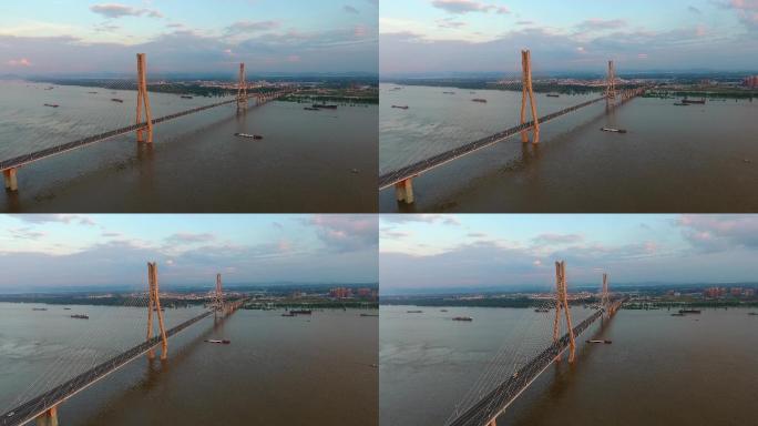 航拍安庆长江大桥，长江大桥航拍素材