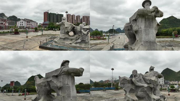 广西罗城成龙湖于成龙雕塑公园全貌