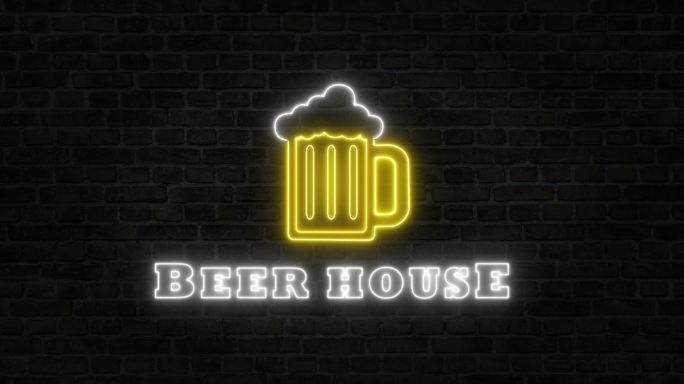 霓虹灯啤酒屋标题logo可爱