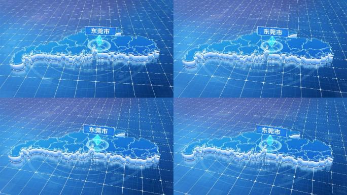 东莞市蓝色科技感定位地图ae模板