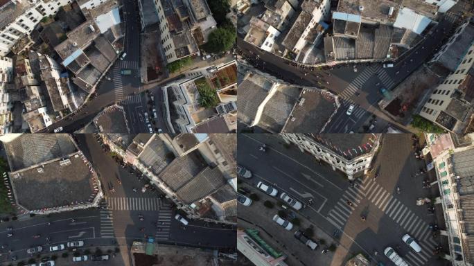 夏季海口南洋骑楼老街黄昏航拍