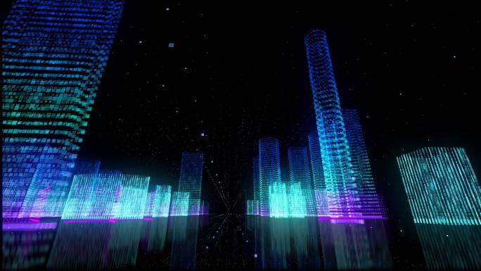 计算机生成的数字城市抽象动画