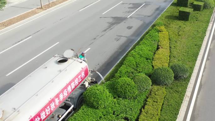 城市空镜 航拍  春暖花开   车流