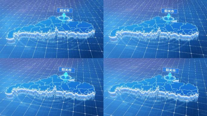 广东韶关市蓝色科技感定位地图