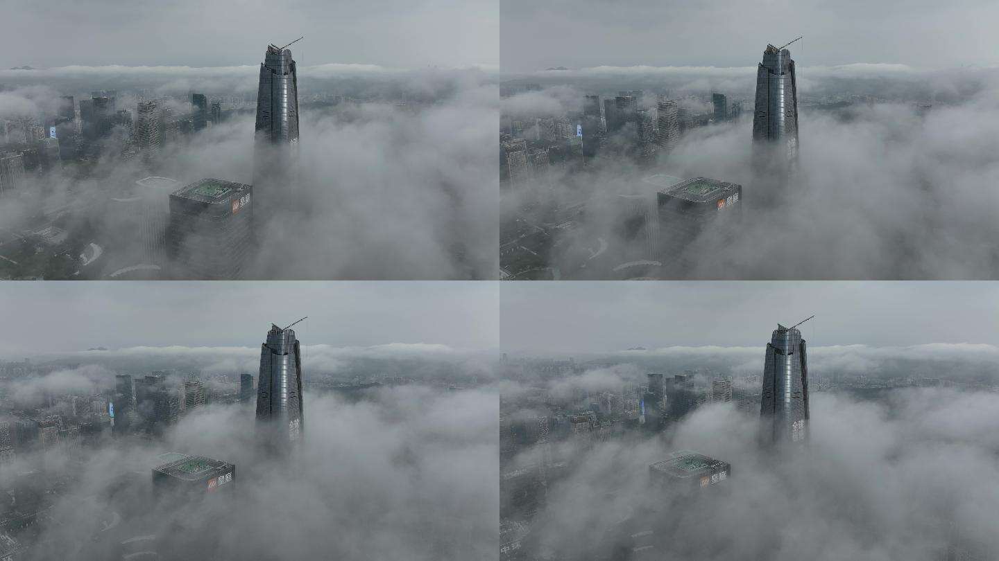 【4K正版素材】云雾中的深圳大百汇大厦