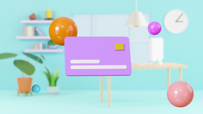 运动3d渲染信用卡
