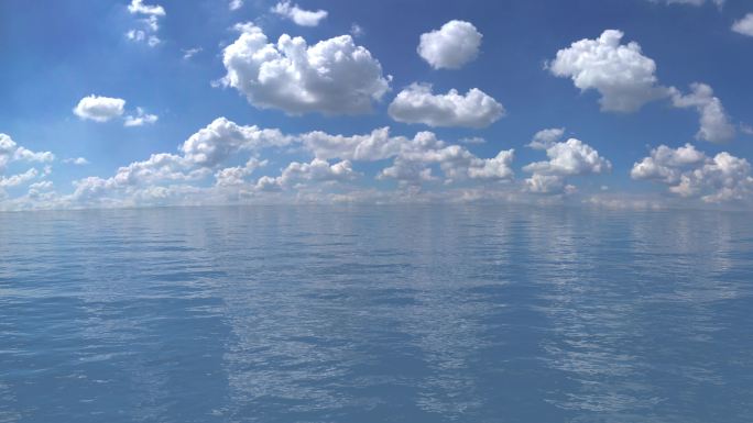 【4K】无缝循环晴空万里多云的海面背景