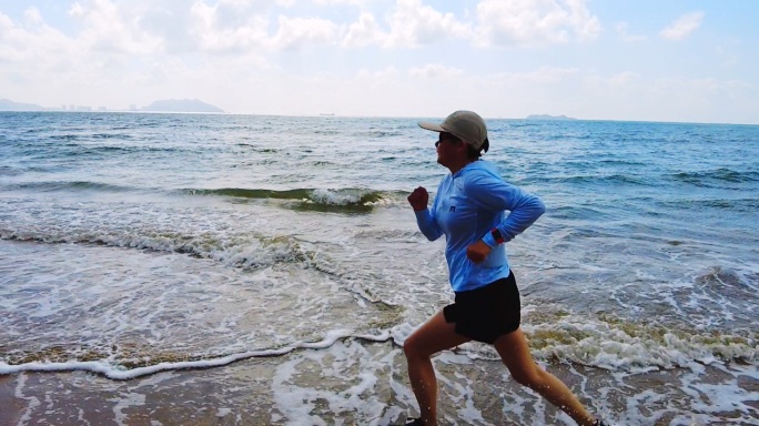海边跑步4K体育运动 追逐梦想 奔跑