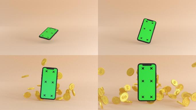 绿幕智能手机硬币