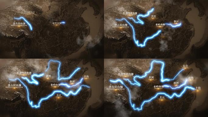 复古历史中国河流线路图