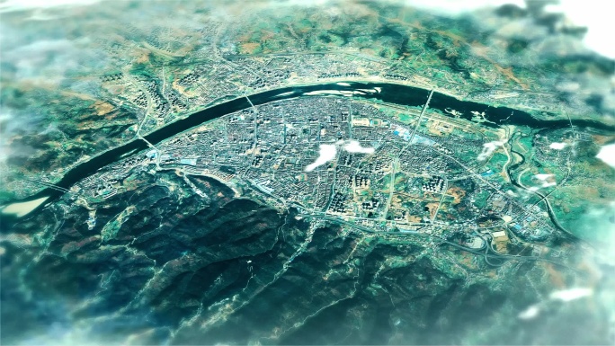 4K安康市主城区地图视频动画素材