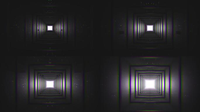【4K时尚背景】科幻暗黑方形隧道赛博朋克