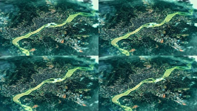 4K南充市主城区地图视频动画素材