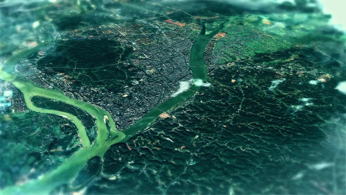 4K乐山市主城区地图视频动画素材